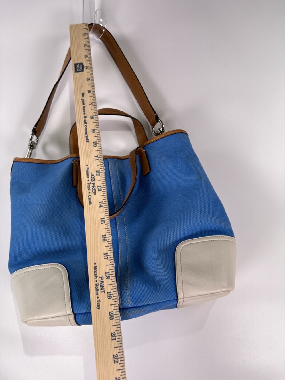 Coach Hadley Duffle Tote F28286 Twill Leather Brilliant Blue Large - Picture 12 of 16
